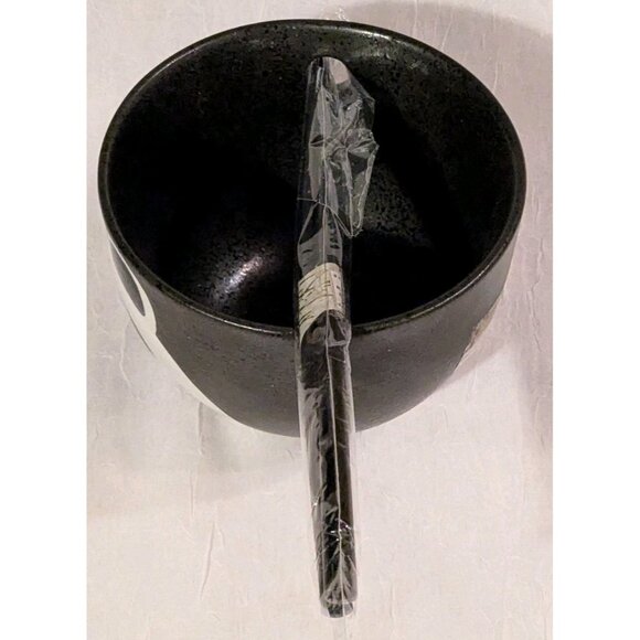 Panda Ramen Noodle Bowl Chopsticks Holder Ceramic Giant Bear Black Soup Cute Set - Picture 3 of 16